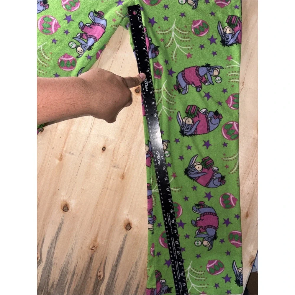 Disney Eeyore Fleece Lounge Pants Green Purple Holiday Pajamas Womens Medium